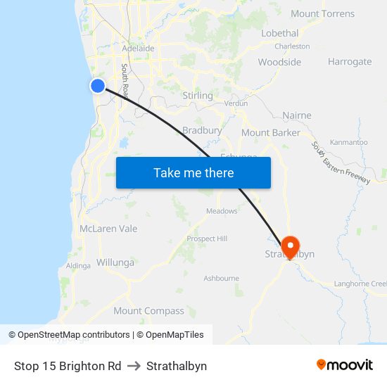 Stop 15 Brighton Rd to Strathalbyn map