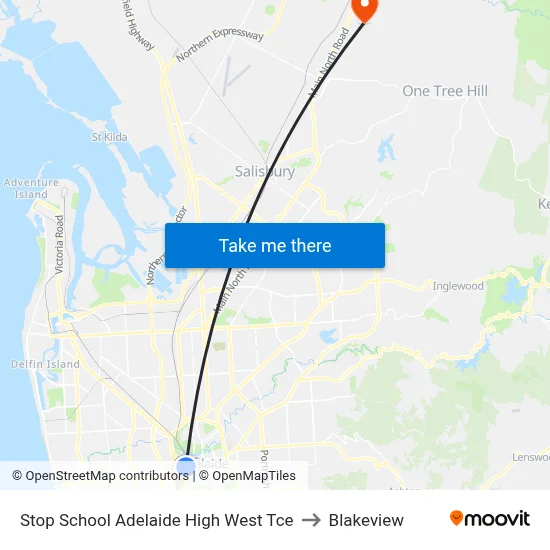 Stop School Adelaide High West Tce to Blakeview map