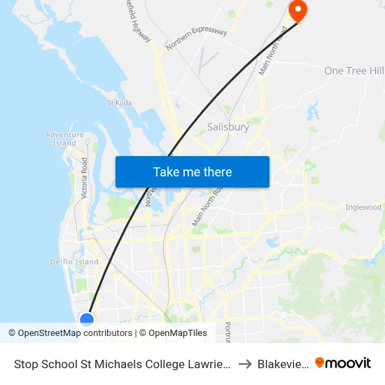 Stop School St Michaels College Lawrie St to Blakeview map