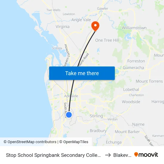 Stop School Springbank Secondary College Daws Rd to Blakeview map