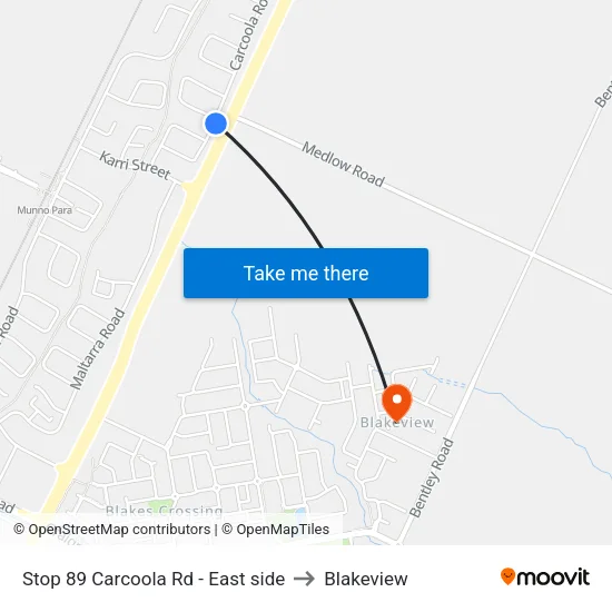 Stop 89 Carcoola Rd - East side to Blakeview map