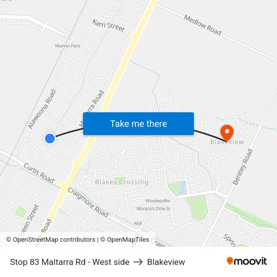 Stop 83 Maltarra Rd - West side to Blakeview map