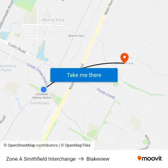 Zone A Smithfield Interchange to Blakeview map
