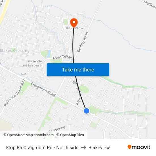 Stop 85 Craigmore Rd - North side to Blakeview map