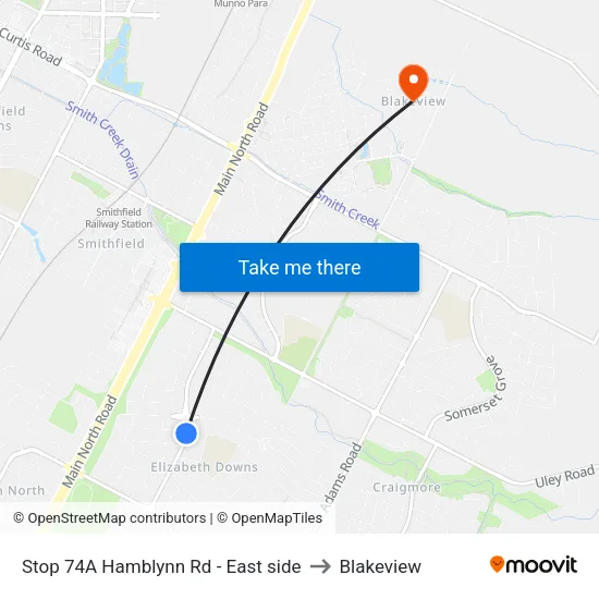 Stop 74A Hamblynn Rd - East side to Blakeview map