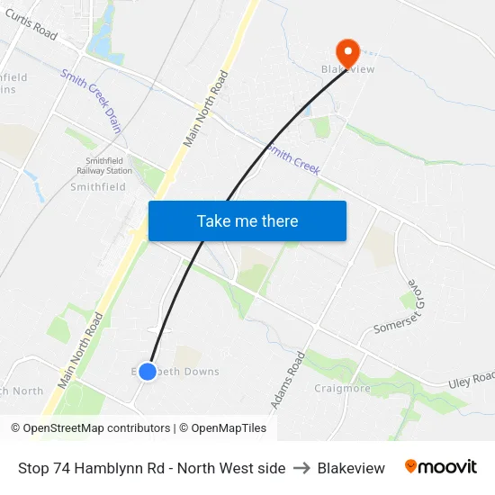 Stop 74 Hamblynn Rd - North West side to Blakeview map
