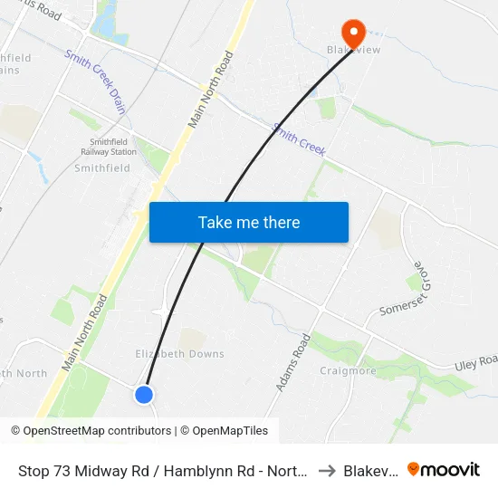 Stop 73 Midway Rd  / Hamblynn Rd - North East side to Blakeview map