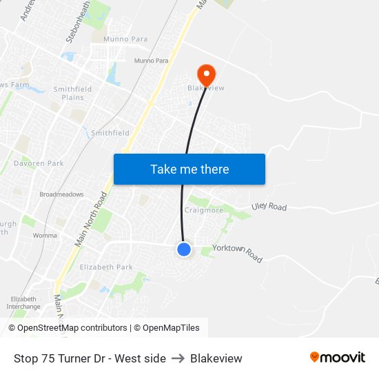 Stop 75 Turner Dr - West side to Blakeview map