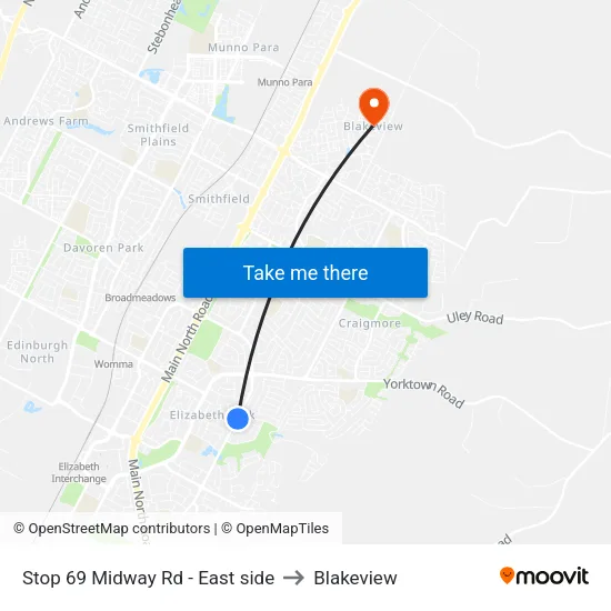 Stop 69 Midway Rd - East side to Blakeview map