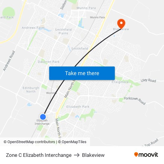 Zone C Elizabeth Interchange to Blakeview map
