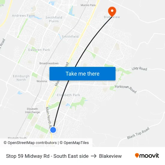 Stop 59 Midway Rd - South East side to Blakeview map