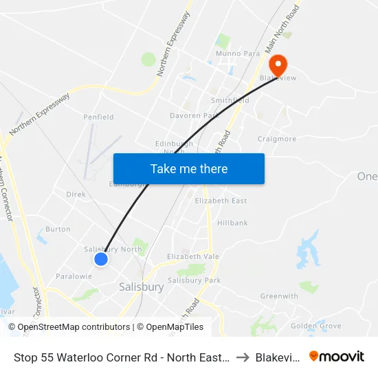 Stop 55 Waterloo Corner Rd - North East side to Blakeview map