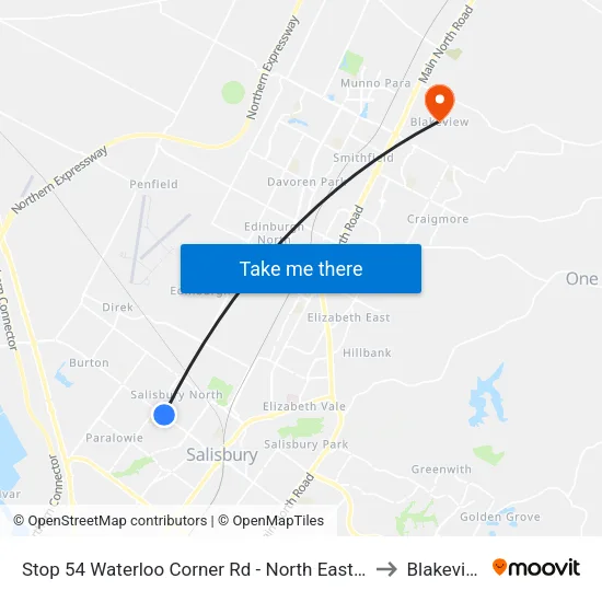 Stop 54 Waterloo Corner Rd - North East side to Blakeview map