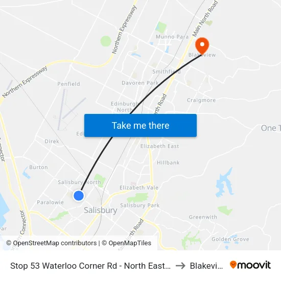 Stop 53 Waterloo Corner Rd - North East side to Blakeview map