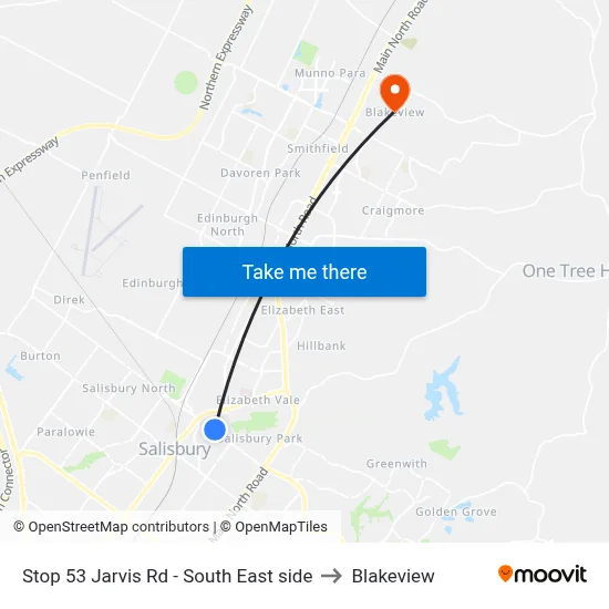 Stop 53 Jarvis Rd - South East side to Blakeview map