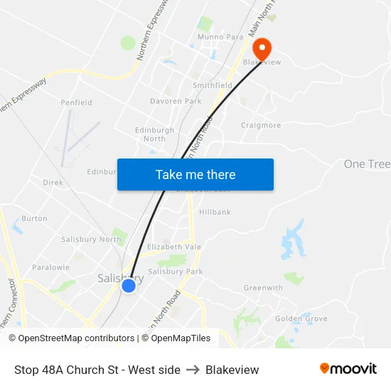 Stop 48A Church St - West side to Blakeview map