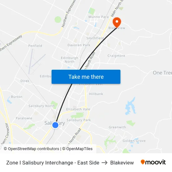 Zone I Salisbury Interchange - East Side to Blakeview map