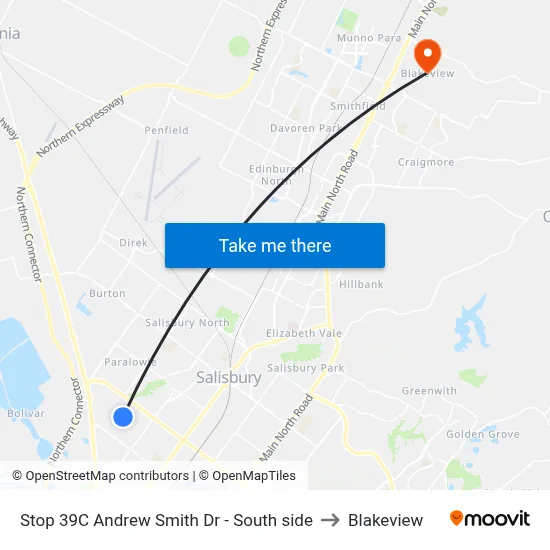 Stop 39C Andrew Smith Dr - South side to Blakeview map