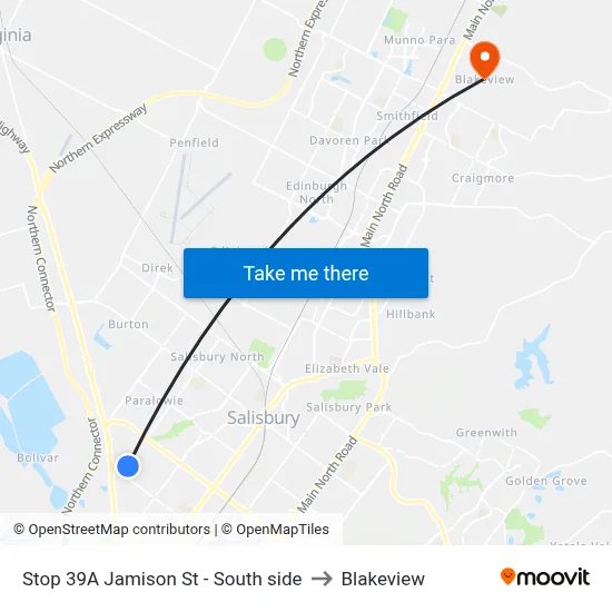 Stop 39A Jamison St - South side to Blakeview map