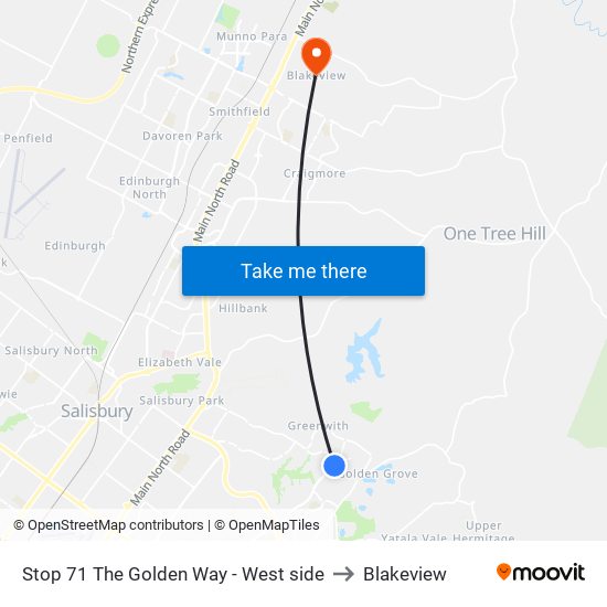 Stop 71 The Golden Way - West side to Blakeview map