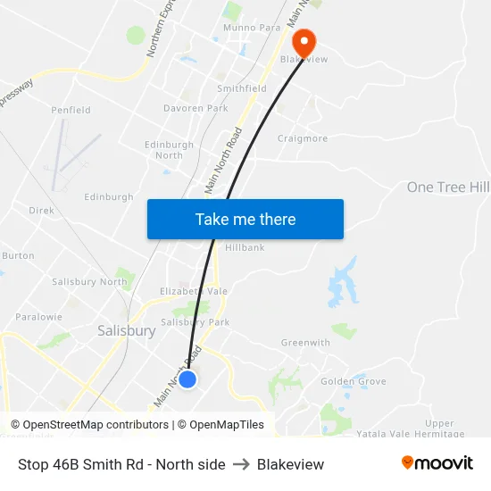 Stop 46B Smith Rd - North side to Blakeview map