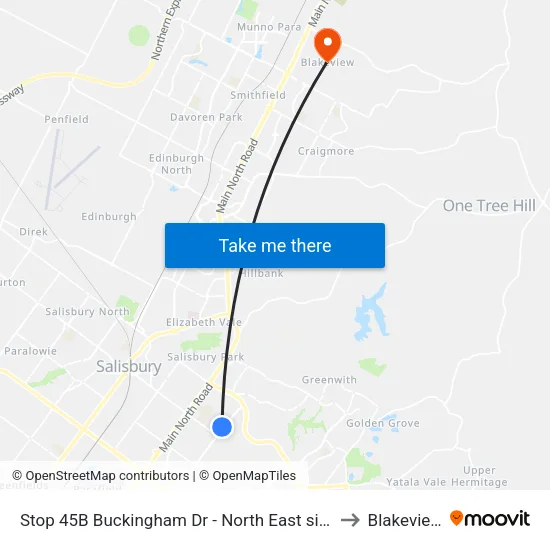 Stop 45B Buckingham Dr - North East side to Blakeview map