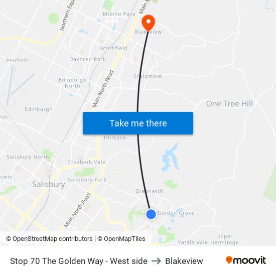 Stop 70 The Golden Way - West side to Blakeview map