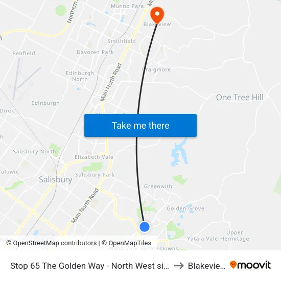 Stop 65 The Golden Way - North West side to Blakeview map