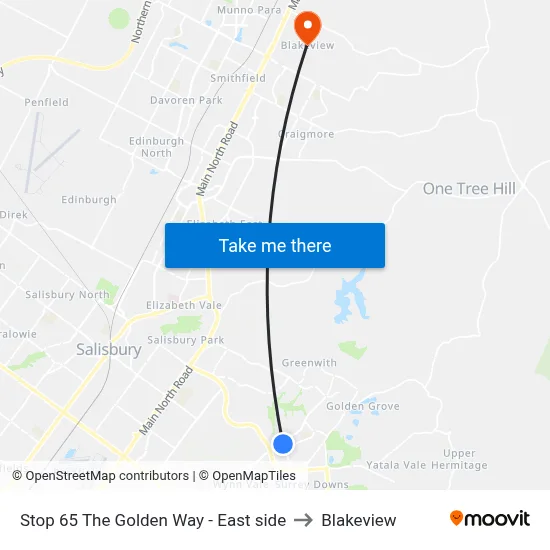Stop 65 The Golden Way - East side to Blakeview map