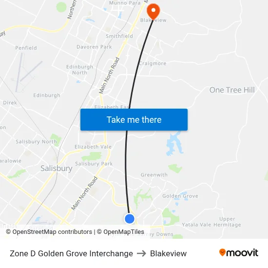 Zone D Golden Grove Interchange to Blakeview map
