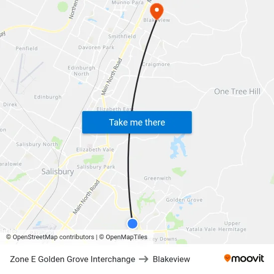 Zone E Golden Grove Interchange to Blakeview map