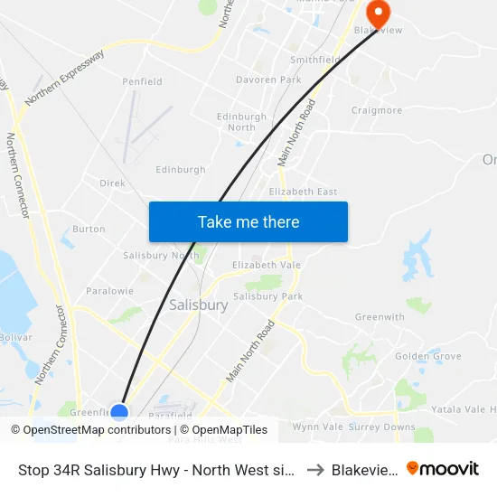Stop 34R Salisbury Hwy - North West side to Blakeview map