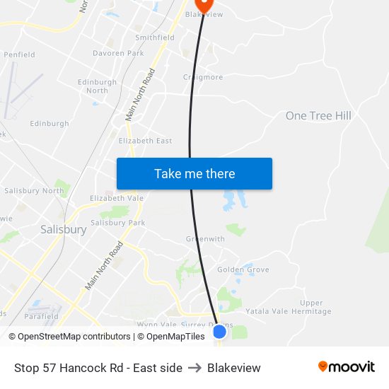 Stop 57 Hancock Rd - East side to Blakeview map