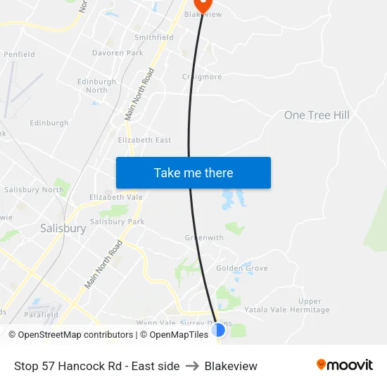 Stop 57 Hancock Rd - East side to Blakeview map