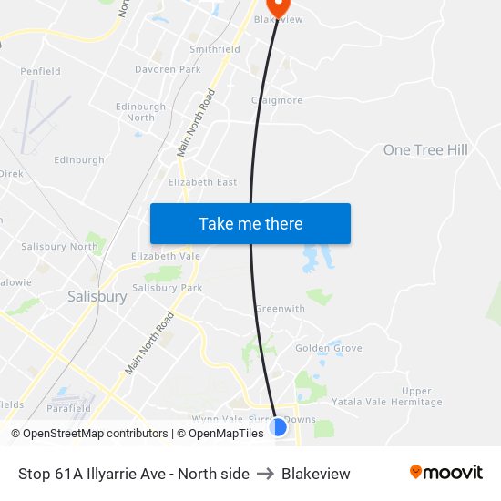 Stop 61A Illyarrie Ave - North side to Blakeview map