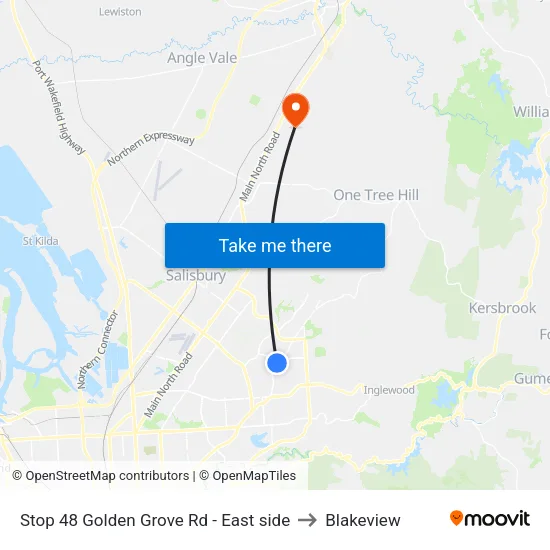 Stop 48 Golden Grove Rd - East side to Blakeview map
