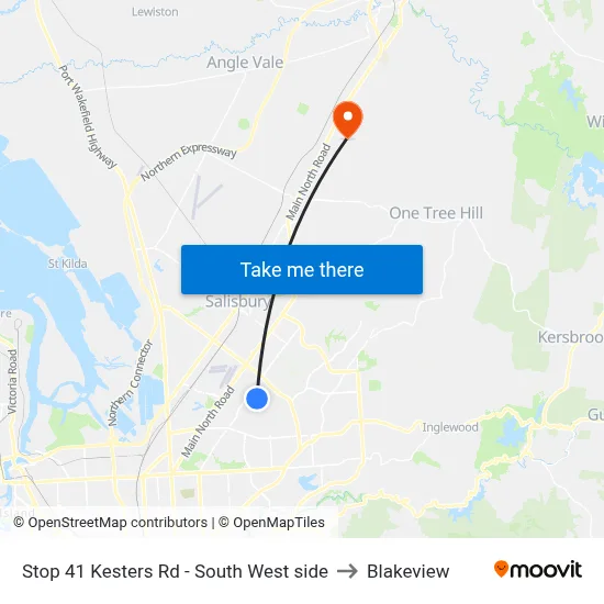 Stop 41 Kesters Rd - South West side to Blakeview map