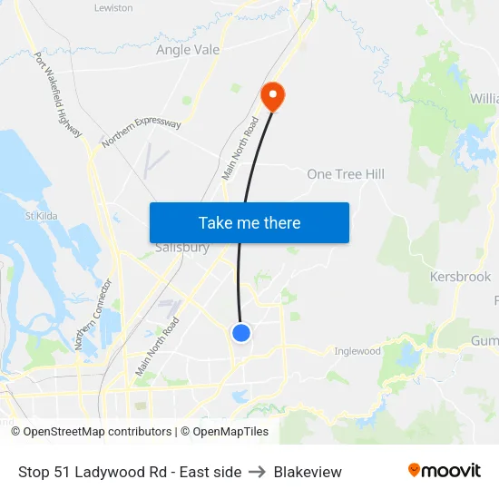 Stop 51 Ladywood Rd - East side to Blakeview map
