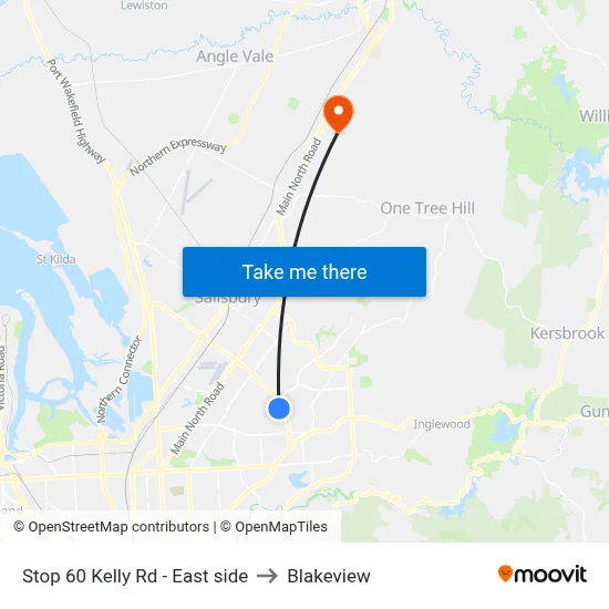 Stop 60 Kelly Rd - East side to Blakeview map