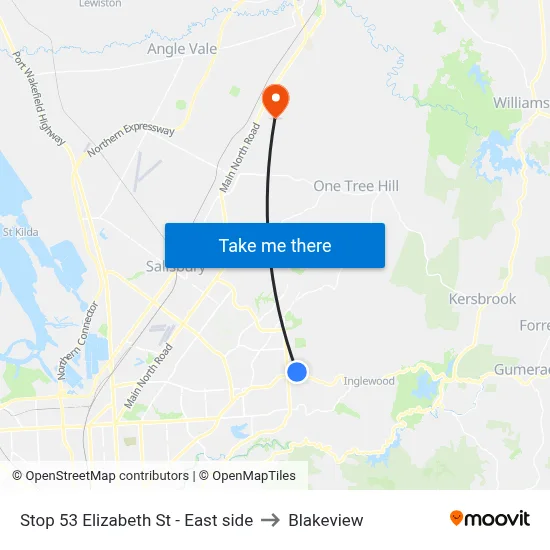 Stop 53 Elizabeth St - East side to Blakeview map