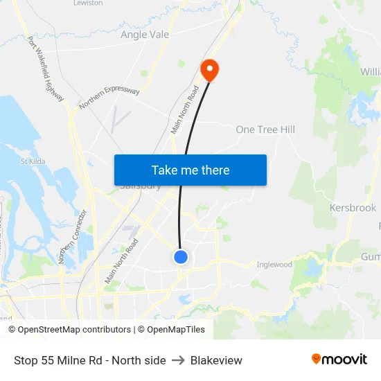 Stop 55 Milne Rd - North side to Blakeview map