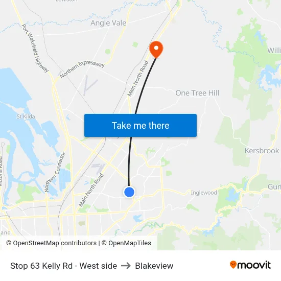 Stop 63 Kelly Rd - West side to Blakeview map