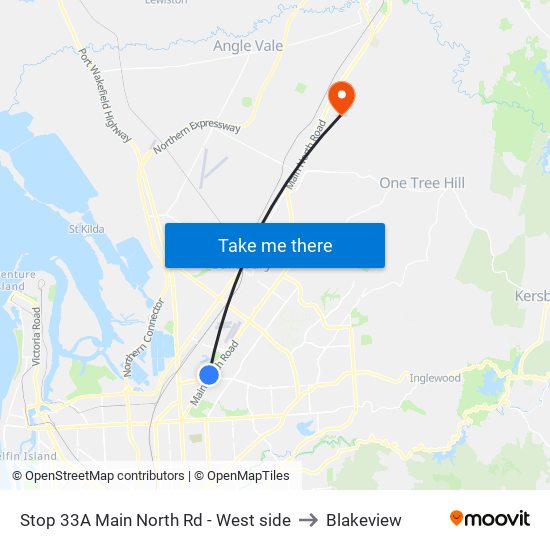 Stop 33A Main North Rd - West side to Blakeview map