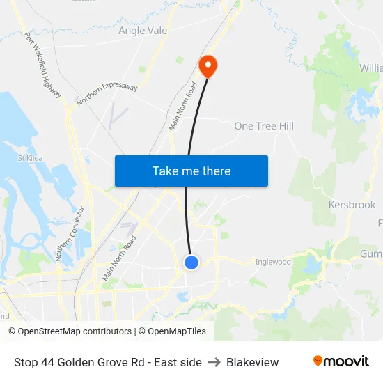Stop 44 Golden Grove Rd - East side to Blakeview map