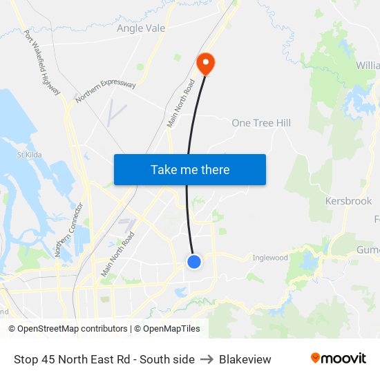 Stop 45 North East Rd - South side to Blakeview map