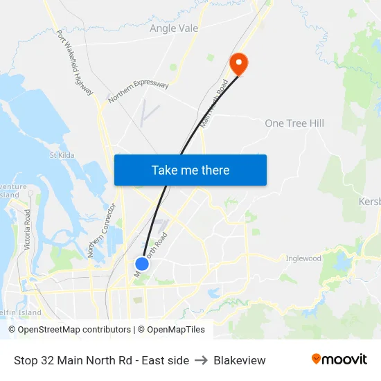 Stop 32 Main North Rd - East side to Blakeview map