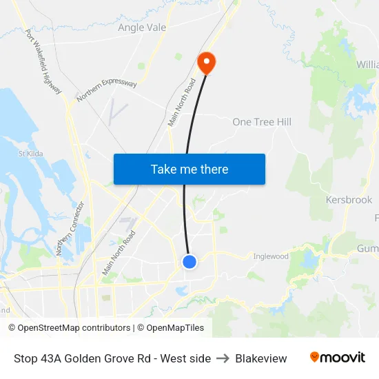 Stop 43A Golden Grove Rd - West side to Blakeview map
