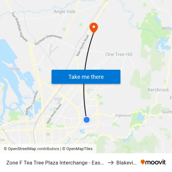 Zone F Tea Tree Plaza Interchange - East side to Blakeview map