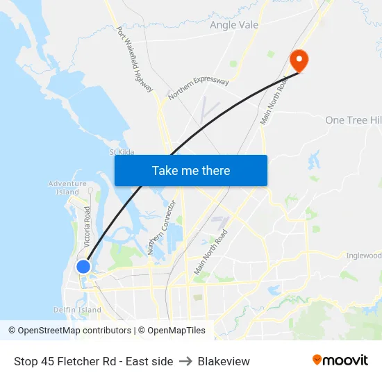 Stop 45 Fletcher Rd - East side to Blakeview map