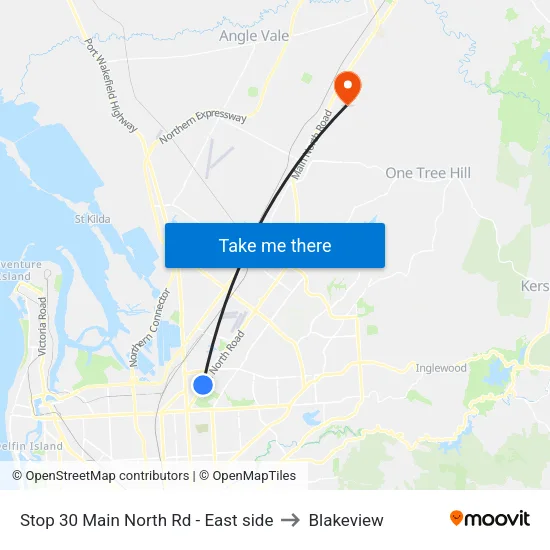 Stop 30 Main North Rd - East side to Blakeview map